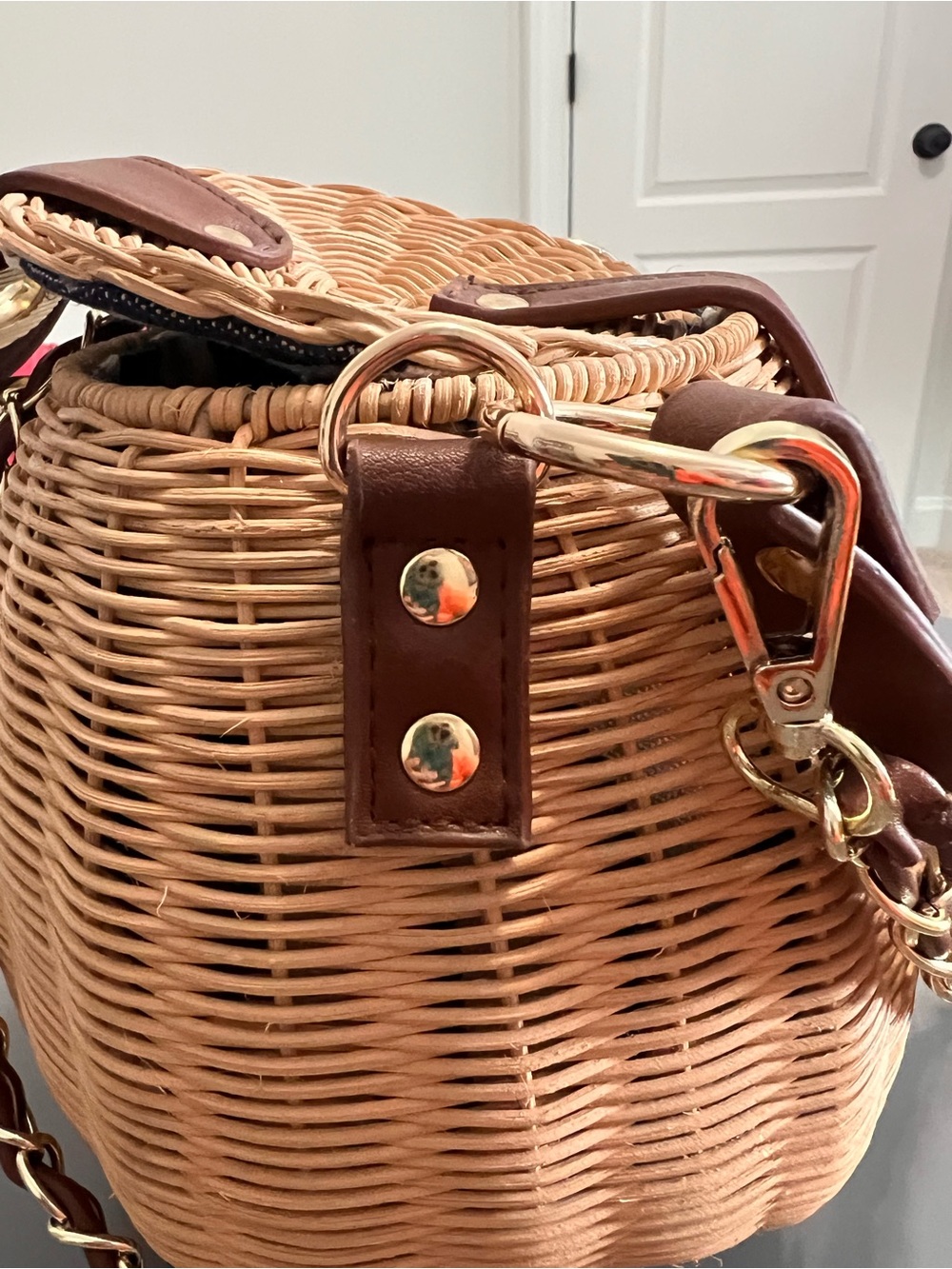 Free People Brown and Tan Woven Wicker Rattan Crossbody Bag - Picture 10 of 10